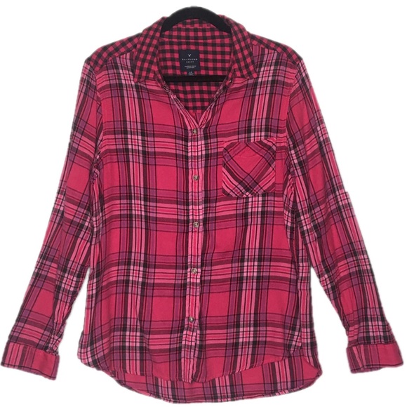 American Eagle Outfitters Tops - American Eagle Large Pink Boyfriend Flannel